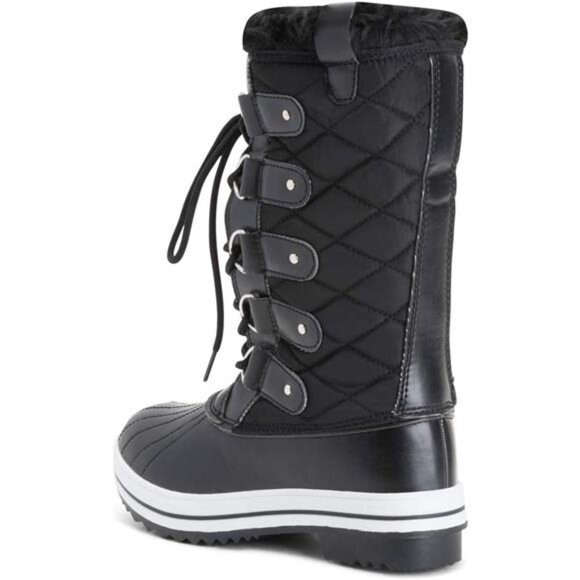 Black Rubber Polar Nylon Tall Winter Snow Cold Shoes Boot for Adult Women - Picture 5 of 7